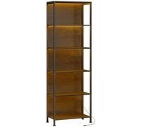 HOMCOM Estantería Negra de 5 Niveles 60x30x179 cm con Luces LED de 7 Colores Marco de Acero Librería Industrial Negro Aosom España