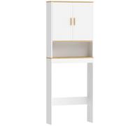 HOMCOM Estantería para Baño sobre Inodoro de 3 Niveles con Estante Abierto 2 Puertas y Estante Ajustable 64x20x170,5 cm Blanco