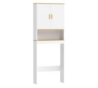 HOMCOM Estantería para Baño sobre Inodoro, Mueble Organizador de Baño de 3 Niveles con Estante Abierto, 2 Puertas y Estante Ajustable, 64x20x170,5 cm, Blanco