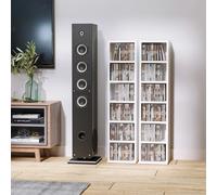 HOMCOM 2 Estanterías para CD o DVD con 12 Compartimentos para 204 CD's y Estante Ajustable 21x22,5x88,5 cm Blanco