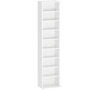 HOMCOM Estantería para CDs y DVDs con Estantes Ajustables Diseño Estrecho y Sistema Antivuelco para 260 CDs 33x24x140 cm Blanco