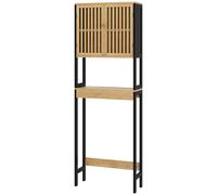 HOMCOM Estantería para inodoros mueble de baño encima del inodoro con armario 2 puertas y estante abierto bambú Aosom España