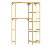 HOMCOM Estantería para Lavadora de Bambú, Mueble para Lavadora o Inodoro con Estantes Reversibles y Ajustables, Ahorra Espacio, para Lavandería, Baño, Madera Natural