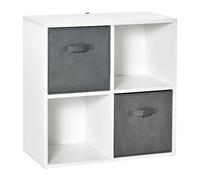 HOMCOM Estantería para Libros 4 Cubos 61,5x30x61,5 cm Blanco y Gris