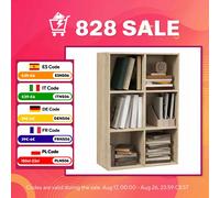 HOMCOM Estantería para Libros de 3 Niveles con 6 Compartimentos de Almacenaje para Dormitorio Oficina 65,5x30x97,5 cm Natural