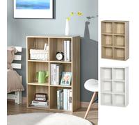 HOMCOM Estantería para Libros de 3 Niveles con 6 Compartimentos de Almacenaje para Dormitorio Oficina 65,5x30x97,5 cm White