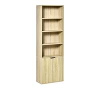 HOMCOM Estantería para Libros de 6 Niveles 2 Puertas 59x29x180 cm Natural