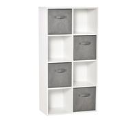 HOMCOM Estantería para Libros de 8 Cubos con 4 Cajones Extraíbles de Tela no Tejida para Oficina Estudio Dormitorio 61,5x30x121,6 cm Aosom España