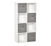 HOMCOM Estantería para Libros de 8 Cubos con 4 Cajones Extraíbles de Tela no Tejida para Oficina Estudio Dormitorio 61,5x30x121,6 cm Aosom España
