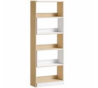 HOMCOM Estantería para Libros Giratoria 5 Niveles 350° 111,5x23,8x163,7 cm Ancho Ajustable Convertible en L Madera y Blanco Aosom España