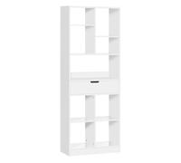 Homcom estantería para libros librería con cajón y 9 compartimientos de almacenamiento librería estantería para salón oficina estudio 60x26x158 cm blanco