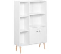 HOMCOM Estantería para Libros Librería de Madera 5 Estantes 2 Puertas Biblioteca Organizador para Hogar y Oficina 80x23,5x123cm Aosom España