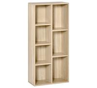 HOMCOM Estantería para Libros Librería de Madera con 7 Compartimentos de Almacenaje Plantas Archivos para Sala de Estar Dormitorio Oficina 50x24x106 cm Roble
