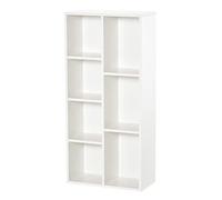 HOMCOM Estantería Librería de Madera con 7 Compartimentos de Almacenaje Plantas Archivos para Sala de Estar Dormitorio Oficina Blanco Aosom España