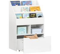 HOMCOM Estantería para niños con cajón estantería de libros con estantes 60x29,9x90 cm Blanco Aosom España