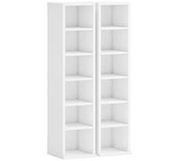 HOMCOM Estanterías para 204 CD en set de 2, torre Blu-Ray con baldas ajustables, organizador tipo estantería para libros, Blanco