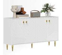 HOMCOM Estilo Moderno Sideboard Armario 140x35x77.5cm Blanco | Almacenamiento, estantes ajustables, puertas, para sala de estar, cocina, comedor