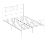 HOMCOM Estructura de Cama 140x190 cm con Cabecero Soporte de Listones de Acero Almacenamiento Bajo la Cama