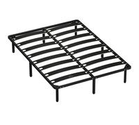 HOMCOM Estructura de Cama 140x190 cm con Marco de Acero Láminas de Álamo y Espacio de Almacenamiento Carga 350 kg Negro