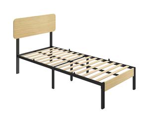 HOMCOM Estructura de cama 90 x 200 cm con cabecero y piecero, cama plataforma, base de colchón con espacio de almacenamiento bajo la cama