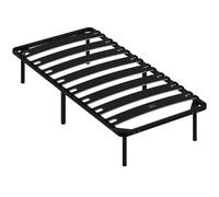 HOMCOM Estructura de Cama 90x190 cm con Marco de Acero Láminas de Álamo y Espacio de Almacenamiento Carga 350 kg Negro