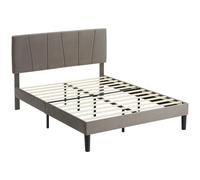HOMCOM Estructura de Cama Doble 140 x 190 cm cama 2 personas cabecero ajustable base 150 x 198 x 100/105/110/115/120 cm gris