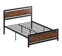 HOMCOM Estructura de cama doble de acero con somier y cabecero compatible con colchón 190 x 140 cm marrón rústico Aosom España