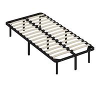 HOMCOM Estructura de Cama Industrial de 28 Lamas con Espacio de Almacenaje, en Madera y Acero, 190x90x31 cm, Negro y Madera Aosom España