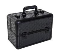 HOMCOM Estuche de Maquillaje Maletín para Maquillaje Organizador Cosméticos Profesional Caja de Belleza Portátil 4 Niveles 35.5x20x25.5cm Aluminio