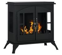 HOMCOM Estufa de Bioetanol de Pie con Tanque de 0,9 L Apagallamas de Acero Inoxidable Tiempo de Combustión 3H 55x31x55 cm Negro