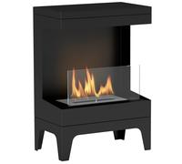 HOMCOM Estufa de Bioetanol de Pie con Tanque de 0,9 L Apagallamas de Acero Inoxidable Tiempo de Combustión 3,3H Negro