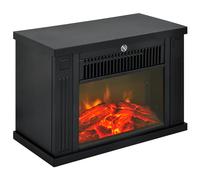 HOMCOM Estufa eléctrica con efecto de llama, estilo contemporáneo, termostato, 600 W, color negro Negro