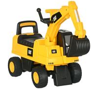 HOMCOM Excavadora con Licencia Caterpillar Niños 85x27,5x47,5 cm Amarillo | Excavadora Correpasillos, 12-36 Meses, Asiento de Almacenamiento, Pala Delantera Caterpillar, Bocina, Carga 25 kg