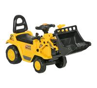 HOMCOM Excavadora para Niños de 18 a 48 Meses con Pala Delantera Bocina Volante y Compartimento Oculto 80x26,5x39 cm Amarillo