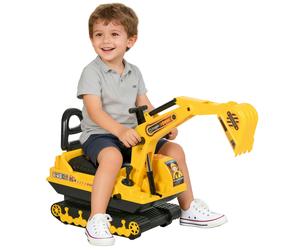 HOMCOM Excavadora sin Pedales con Brazo Móvil Correpasillos con Asiento de Almacenaje 78x24x58,5 cm Amarillo Aosom España
