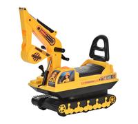 HOMCOM Excavadora sin Pedales para Niños de 18-48 Meses Excavadora Correpasillos Camión de Construcción con Asiento de Almacenamiento Pala Delantera y Bocina Carga 30 kg 78x24x58,5 cm Amarillo