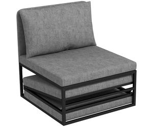 HOMCOM Fauteuil Convertible 1 Place chauffeuse 2 en 1 Fauteuil Lit pliant Avec Coussin et housse Anti-doussière, Cadre en métal, canapé-Lit 1 Place pour invités, Salon, Bureau, Gris