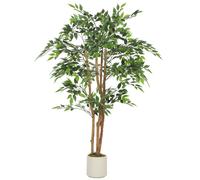 HOMCOM Ficus Artificial 150 cm Planta Artificial con 1116 Hojas y Maceta Planta Artificial Decorativa para Interior Verde