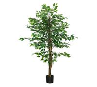 HOMCOM Ficus Artificial con Troncos Naturales 150 cm Planta Artificial con Maceta y 882 Hojas Árbol Artificial Decoración para Hogar Salón Oficina Verde
