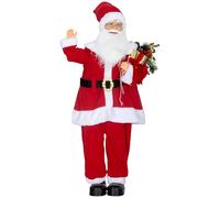 HOMCOM - Figura de Papá Noel, de pie de Papá Noel, rojo tradicional, 120 cm, control de voz, luces LED brillantes, música, brazos plegables, para decoración de interiores y fiestas