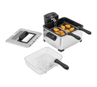 HOMCOM Freidora 5L Temperatura Ajustable hasta 190°C Contenedor Desmontable | 2000W, Ventana Visualización, Protección Sobrecalentamiento, Temporizador 60 min, Acero Inoxidable, Apta para Lavavajillas