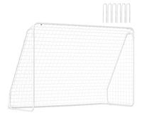 HOMCOM Fútbol - Jaula de fútbol - Propósito de Entrenamiento Dim. 301 x 120 x 200 cm, Marco de Metal epoxi con Malla de PE - estacas Incluidas, Color Blanco