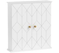 HOMCOM Gabinete de baño montado en la pared, botiquín de pared para baño con 2 puertas, estante ajustable, color blanco