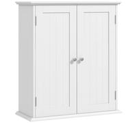HOMCOM Gabinete de pared para baño, armario de almacenamiento de 3 niveles con estante ajustable, 2 puertas, armario de medicina que ahorra espacio, 53 x 22 x 61 cm, color blanco