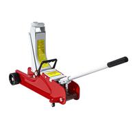 HOMCOM Gato Hidráulico 2,5T, Altura de Elevación 80-380 mm, Gato Hidráulico para Coche Robusto con Perfil Bajo, Ruedas Móviles, Compacto y Portátil, para Automóvil, SUV, Talleres, Garaje