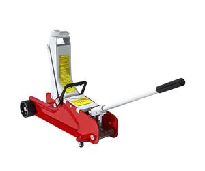 HOMCOM Gato Hidráulico 2,5T, Altura de Elevación 80-380 mm, Gato Hidráulico para Coche Robusto con Perfil Bajo, Ruedas Móviles, Compacto y Portátil, para Automóvil, SUV, Talleres, Garaje