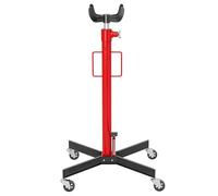 HOMCOM Gato hidráulico de foso para caja de cambios, gato elevador de acero 500 kg, altura regulable 110-191,5 cm, gato hidráulico de transmisión 4 ruedas giratorias, pedal, para coches, rojo