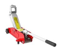HOMCOM Gato Hidráulico para Coche de 2 Toneladas Gato Hidráulico con Altura Ajustable 120-300mm y 4 Ruedas para Apoyar Coches Automóviles Rojo y Amarillo