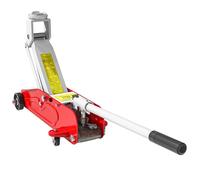 HOMCOM Gato Hidráulico para Coche de 2 Toneladas Gato Hidráulico con Altura Ajustable 120-300mm y 4 Ruedas para Apoyar Coches Automóviles Rojo y Amarillo