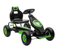 HOMCOM Go Kart a Pedales para Niños Asiento Ajustable Amortiguador Verde | Karts para Niños 5-12 Años, Freno de Mano, 4 Neumáticos Inflables, Carga 50 kg, 121x58x61 cm